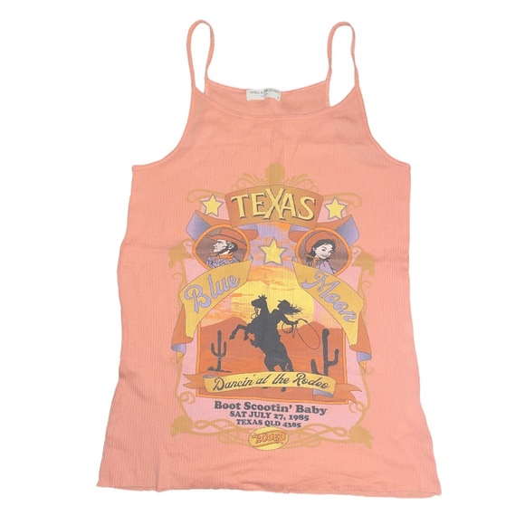 UFT/S Spell ⁺₊⋆ ☾⋆⁺₊ Blue Moon Ribbed Singlet Tank in Coral - Picture 3 of 12